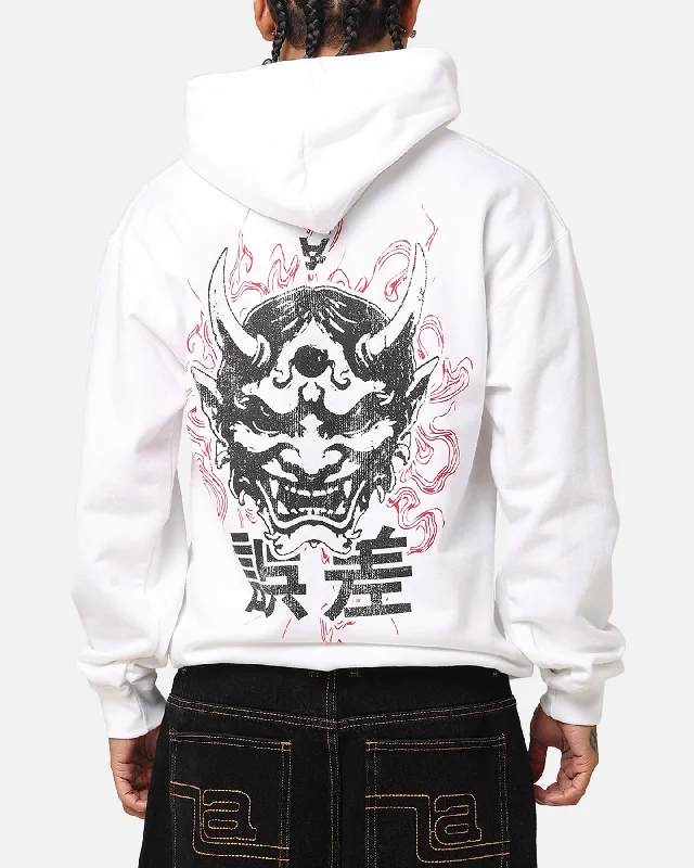 The Anti Order Oni Hoodie White Hoodie with Tie-Dye Psychedelic Retro