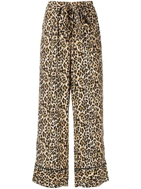 leopard print wide leg trousers Trousers Bootcut Casual