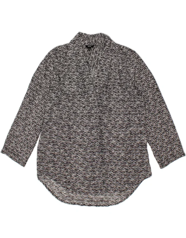MOSSIMO Womens Abstract Pattern Pullover Shirt Blouse UK 16 Large Black Bishop Sleeve Elegant