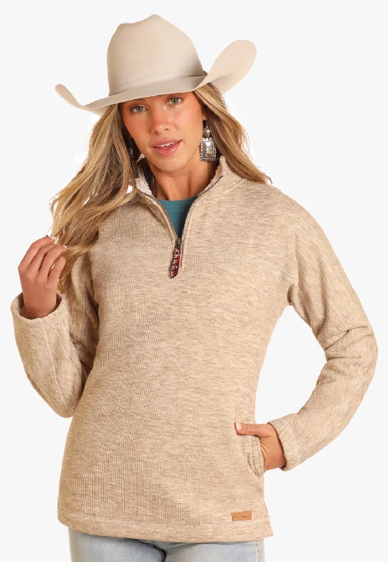 Rock and Roll Womens Powder River Berber Lined Pullover Cowl Neck Pullover