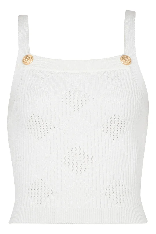 Two Button Short Tank - Blanc teal tank top