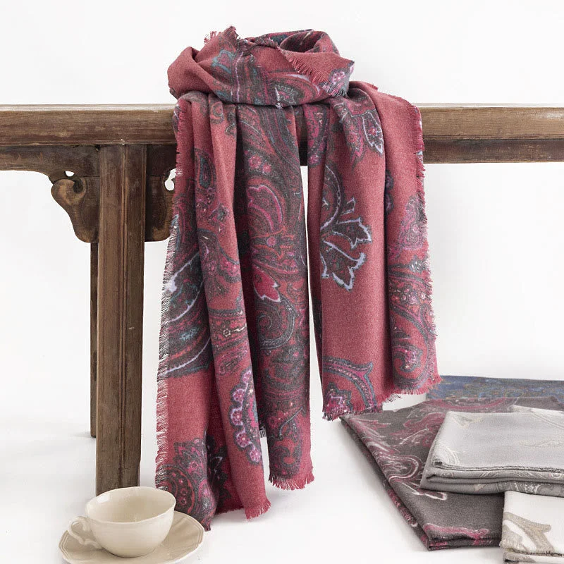 Buddha Stones Tibetan Paisley Prints Shawl Fall Winter Soft Warm Scarf Wrap Warm Cashmere Shawl Cape