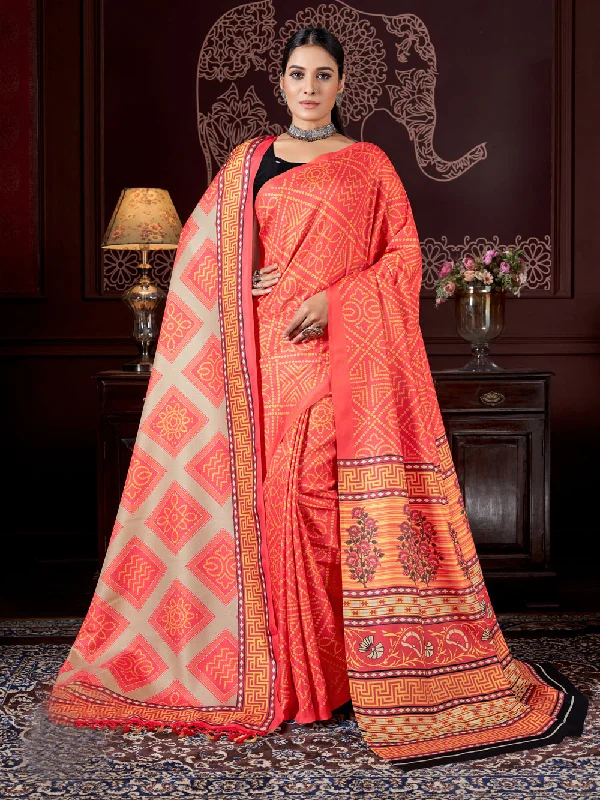 Women's Multicolor Digital Printed Pasmina Saree With Shawl - Jyoti Fashion Stylish Cashmere Shawl Cape