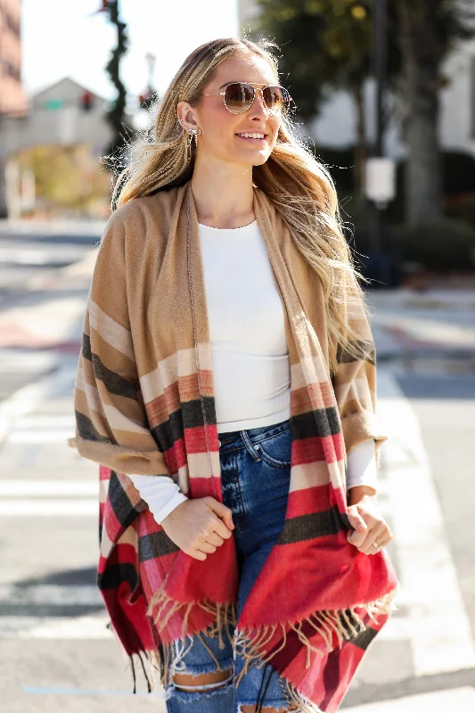 FINAL SALE - Most Wonderful Time Beige Plaid Fringe Shawl - DOORBUSTER Classic Knit Shawl Wrap FINAL SALE - Most Wonderful Time Beige Plaid Fringe Shawl - DOORBUSTER Classic Knit Shawl Wrap
