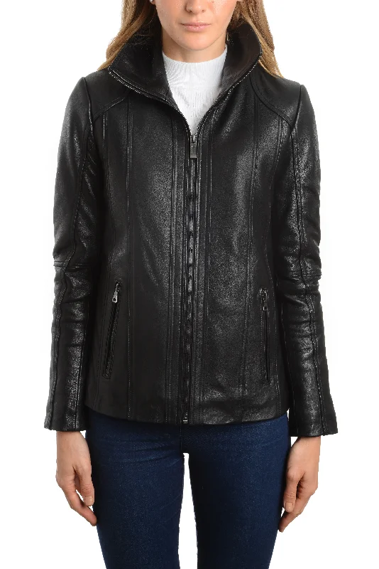 REED EST. 1950 Women's Jacket Genuine Lambskin Leather Stand UP Collar Winners Coat - Imported Bomber Jacket Anorak Windbreaker