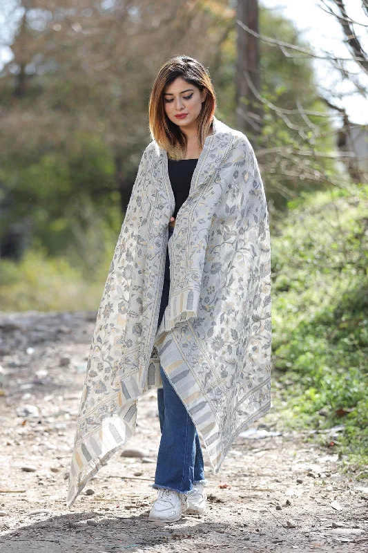 PEARL WHITE COLOUR SHAWL DEFINES ROYAL AND LUXURIOUS EXTREMELY COMFORTABLE FOR ALL EVENTS Elegant Pashmina Shawl Cape