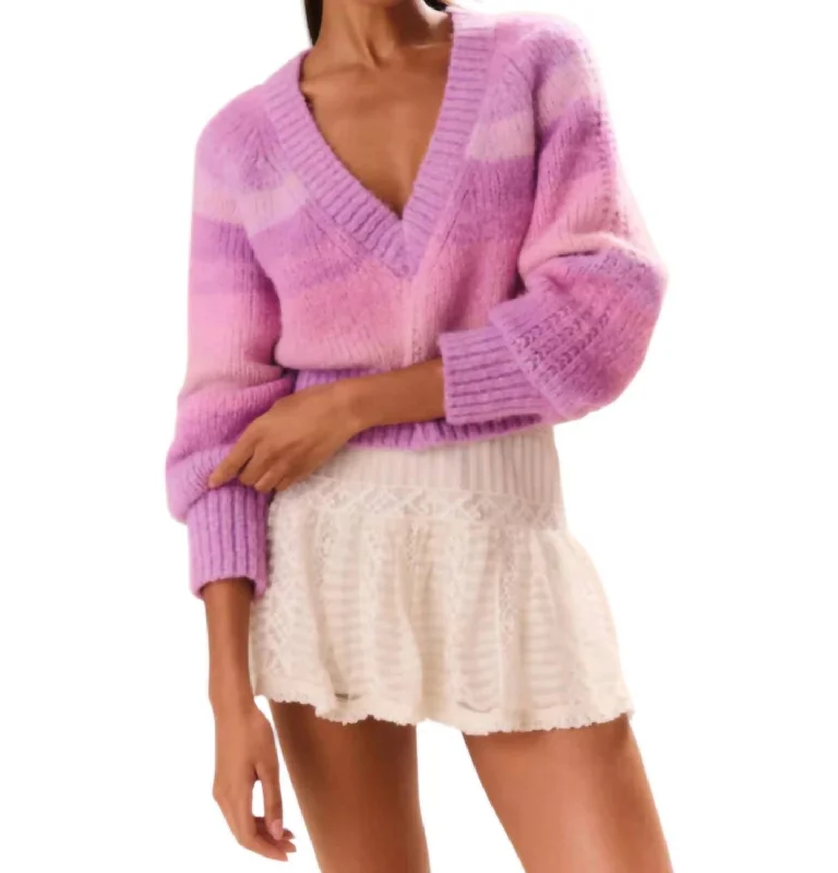 Barbarelle Pullover Sweater In Sugar Plum Shawl Collar Sweater