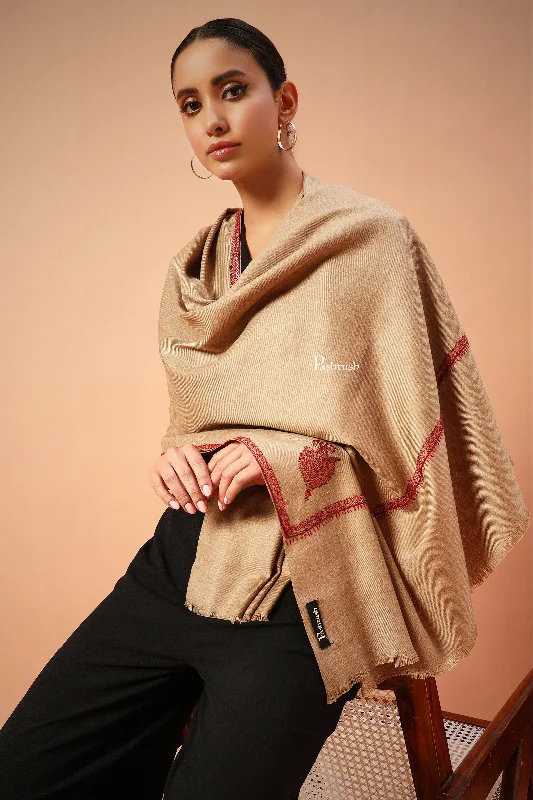 Pashtush Womens Kashmiri Hand Embroidery Shawl, Woollen, Kingri Trendy Chunky Knit Shawl