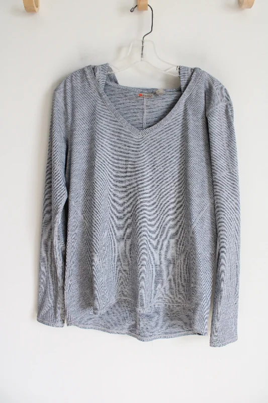 Zella Gray Striped Hoodie | M Hoodie with Ribbed Cuffs Snug Fit Comfort