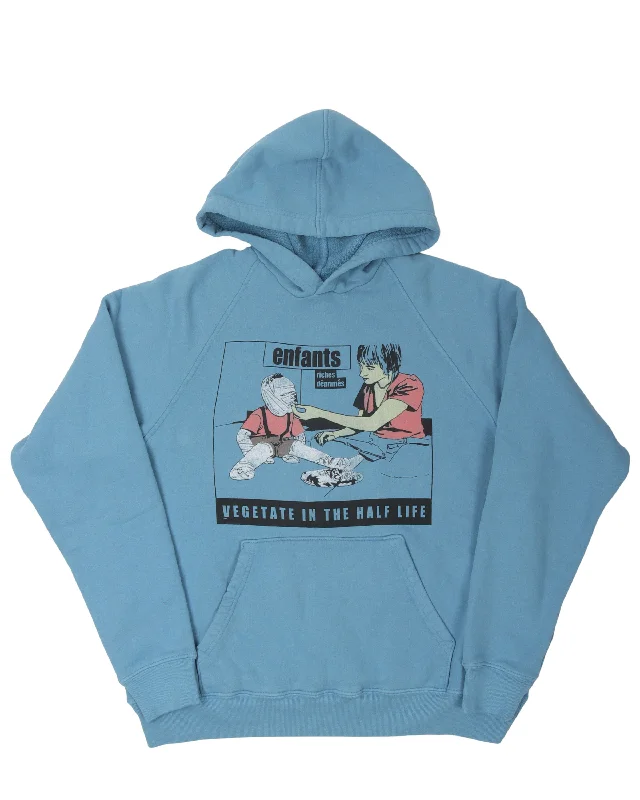 "Vegetate In The Half Life" Raglan Hoodie Hoodie with Rhinestones Sparkly Elegant