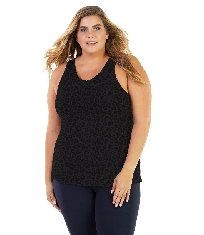 Stretch Naturals Long Support Tank Deep Leopard Print - FINAL SALE lavender tank top