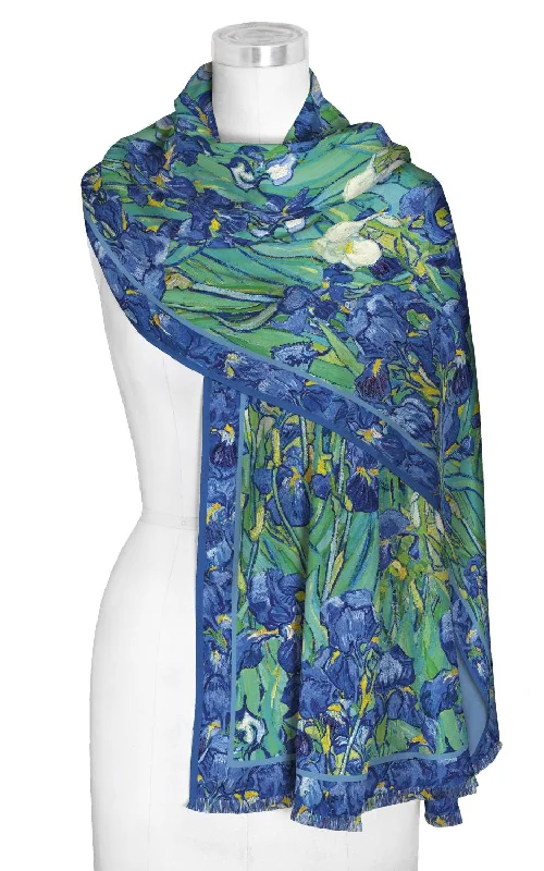 VAN GOGH IRISES SILK BLEND WOMEN’S FASHION SHAWL Casual Cotton Shawl
