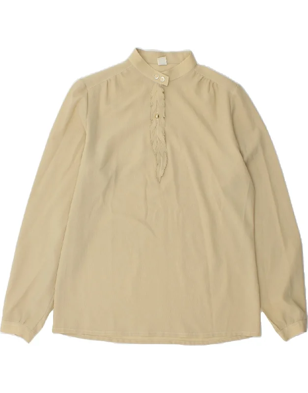 PRIMAVERA FIRENZE Womens Pullover Shirt Blouse UK 14 Large Beige Polyester Notched Neck Pullover