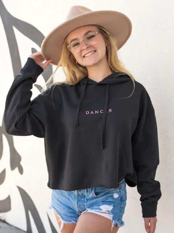 Dancer Embroidered Crop Hoodie Hoodie Jacket Zipper Layering