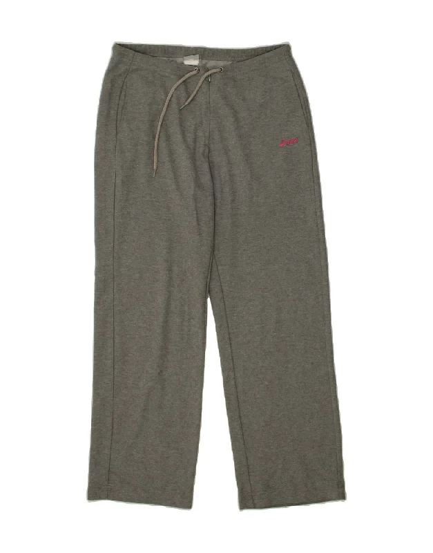 ASICS Womens Tracksuit Trousers UK 12 Medium  Grey Trousers Leather Faux