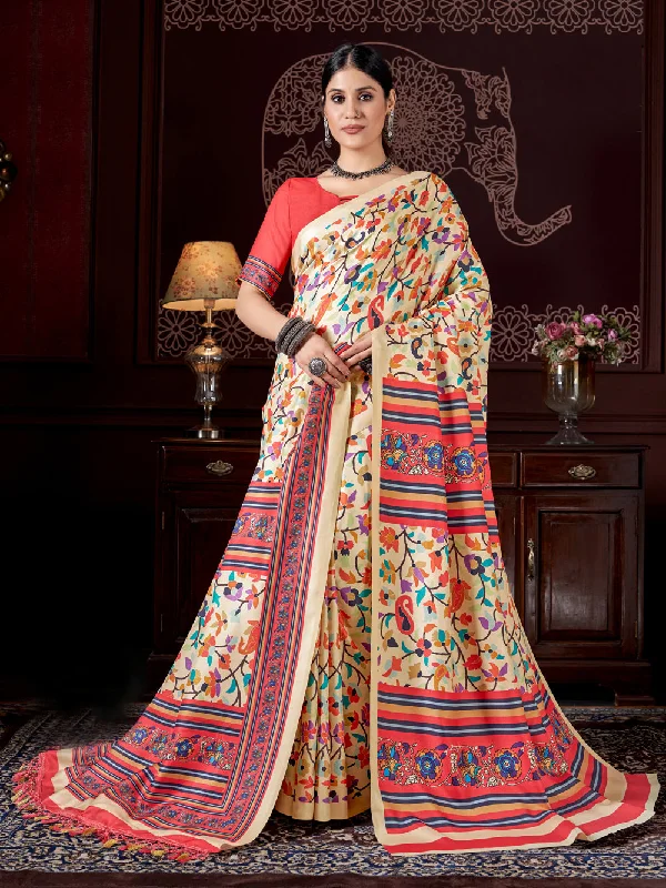 Women's Multicolor Digital Printed Pasmina Saree With Shawl - Jyoti Fashion Comfortable Summer Shawl Wrap Women's Multicolor Digital Printed Pasmina Saree With Shawl - Jyoti Fashion Comfortable Summer Shawl Wrap