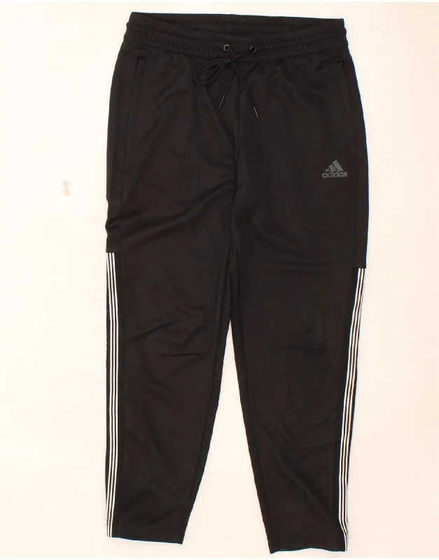 ADIDAS Womens Tracksuit Trousers UK 8/10 Small Black Polyester Trousers High Rise Slim Fit