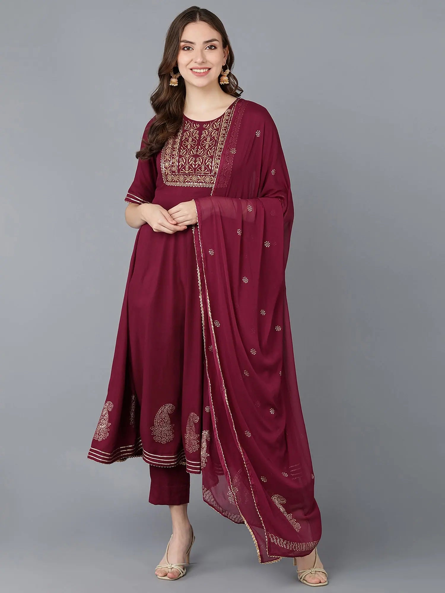 Ahika Silk Blend Embroidered Kurta Trousers With Trousers Polka Dot Cute