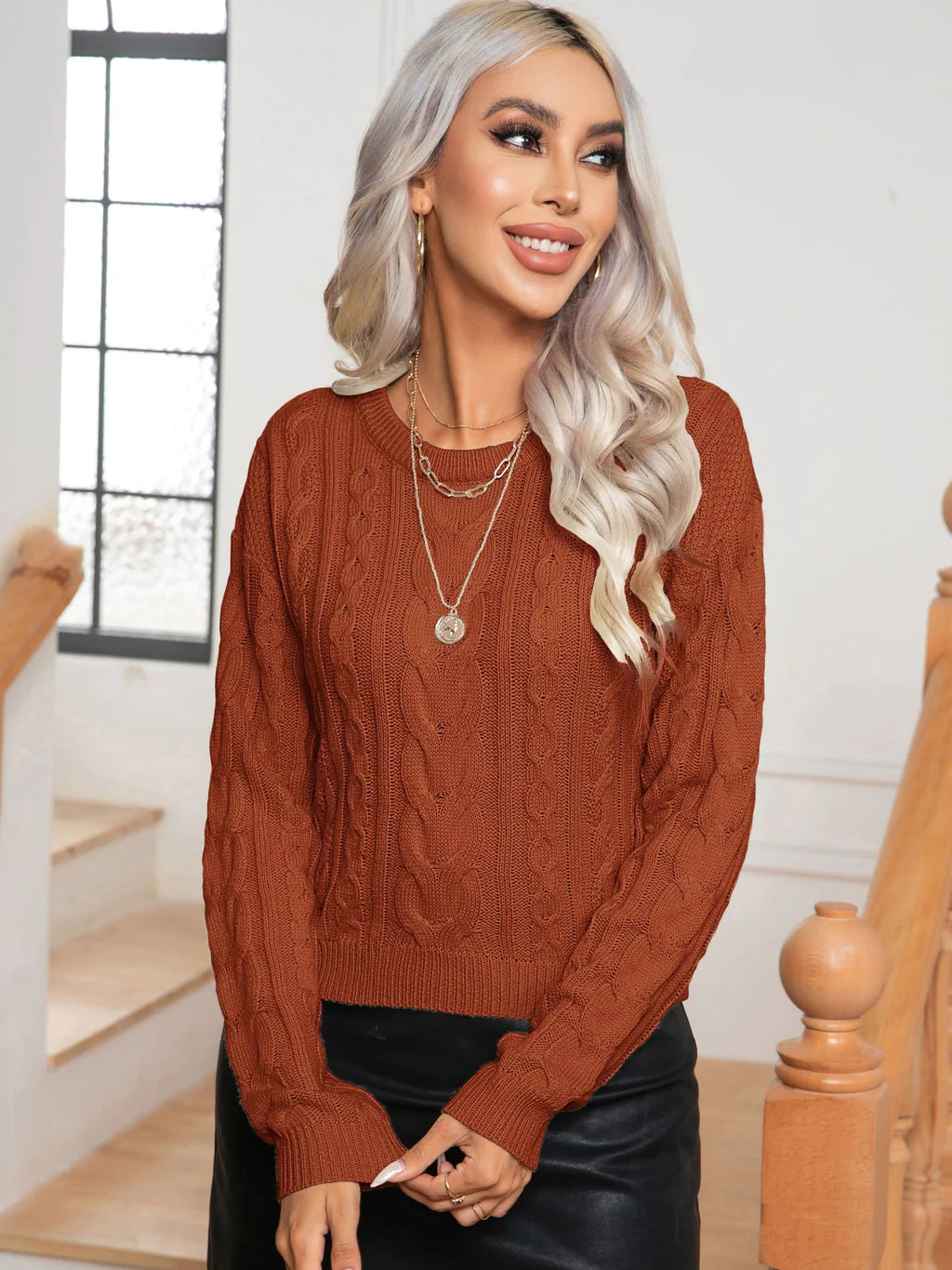 GLAMOROUS RETRO TWIST LONG SLEEVE KNIT PULLOVER SWEATER Open Front Cardigan