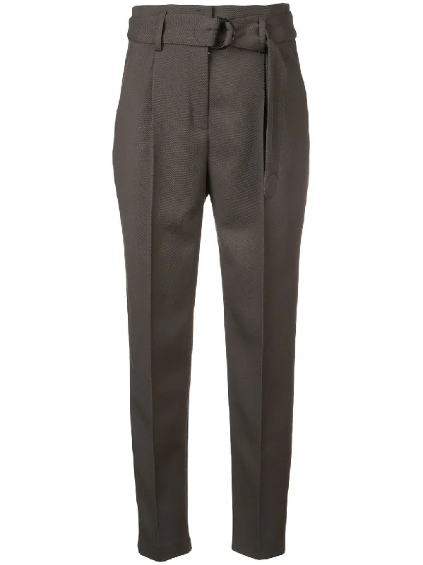belted tailored trousers Cropped Trousers Casual Linen
