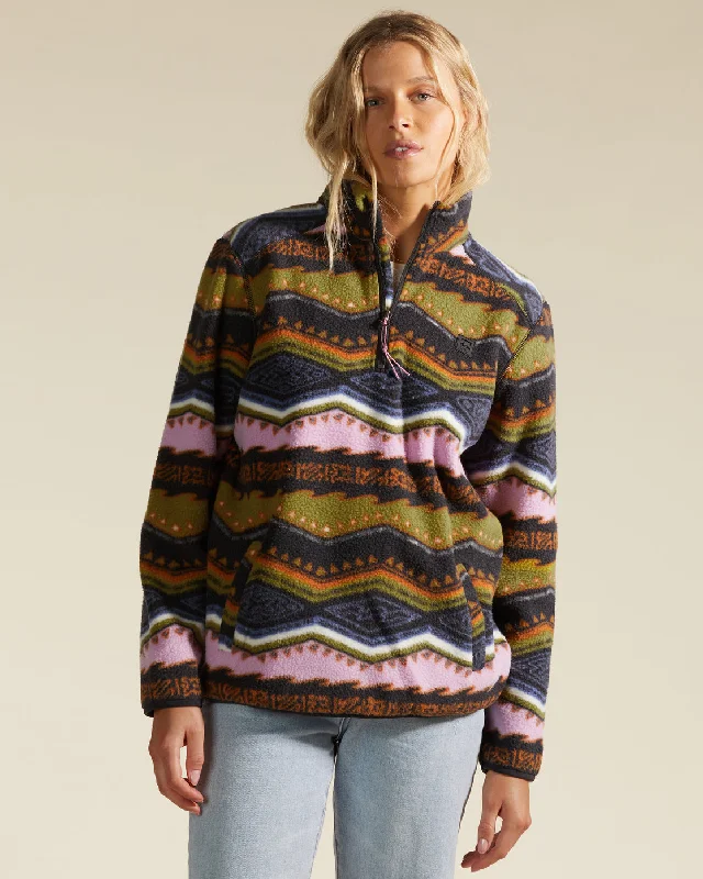 A/Div Boundary Mock 3 Half-Zip Pullover Sweatshirt - Black Multi One Shoulder Top