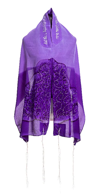 Tree of Life Purple Tallit for Women, Bat Mitzvah Tallit, Silk Tallit, Feminine Tallit, Women's Tallit Prayer Shawl Lightweight Cotton Shawl