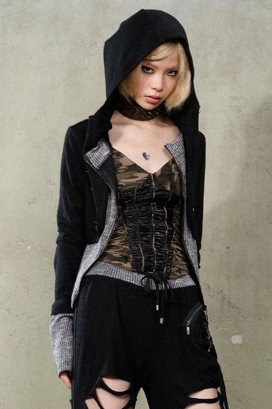 Moon Crystal Cropped Hoodie Hoodie with Reflective Safety Nightwear