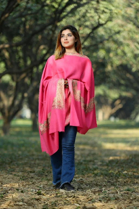 SALMON PINK COLOUR LUXURY PASHMINA SHAWL DEFINES FEMINISM AND ENHANCES SIMPLICITY Stylish Fringed Shawl Cape