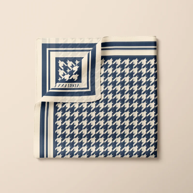 Houndstooth Chiffon Shawl in Navy Comfortable Plaid Shawl Wrap