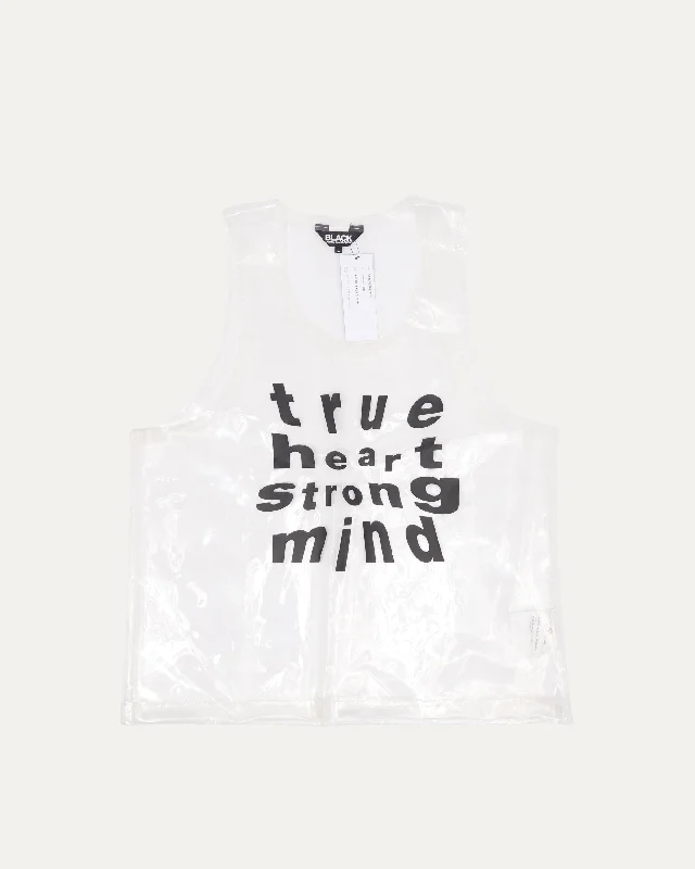 BLACK Transparent Slogan Tank Top mesh tank top