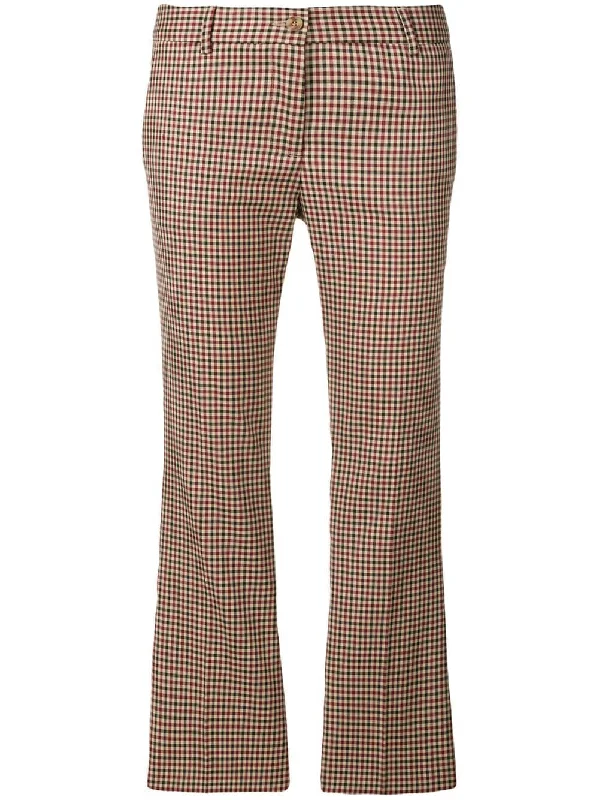 grid patterned cropped trousers Trousers Solid Black