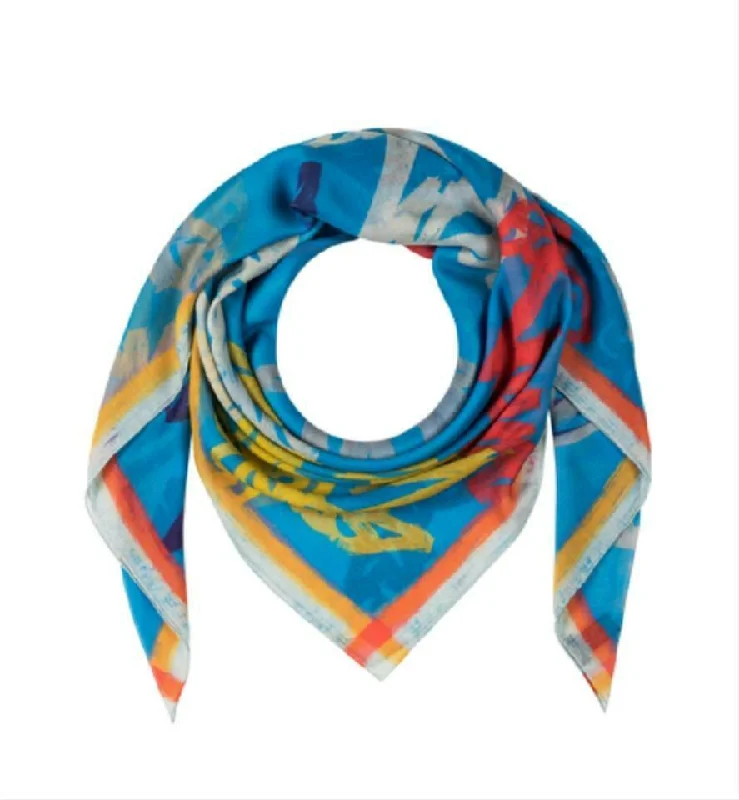 MCM Multicolor Logo Print Silk Wool Large Scarf Shawl Soft Cashmere Shawl Poncho