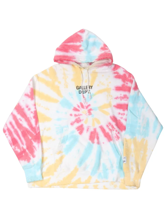 Tie Dye Small Logo Hoodie Hoodie with Hidden Zipper Minimalist Clean