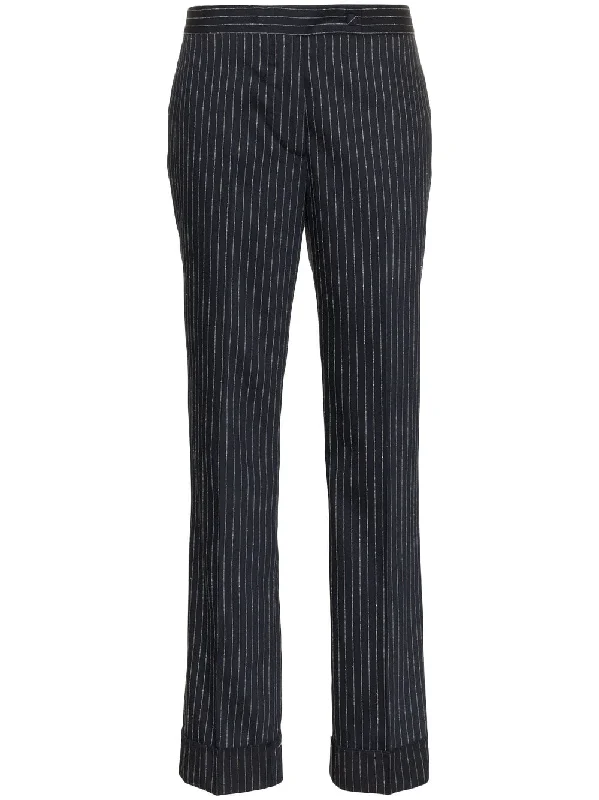 navy and silver metallic venice pinstripe trousers Trousers Mesh Breathable