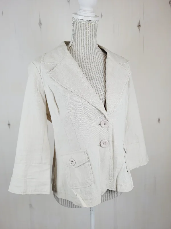 COSTA BLANCA LINEN JACKET LADIES SIZE 10 PRE-LOVED Chenille Fabric Brocade Fabric Lace Fabric