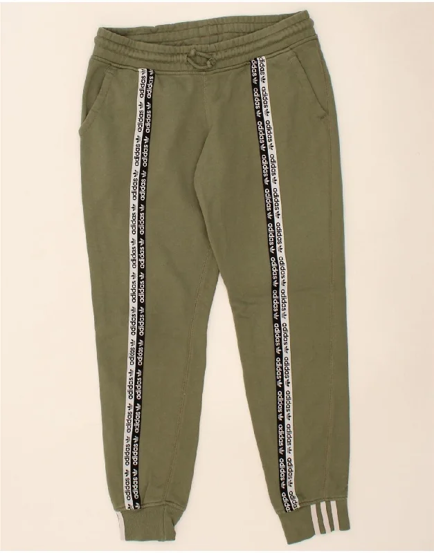 ADIDAS Womens Graphic Tracksuit Trousers Joggers UK 14 Large Green Cotton Trousers Top Rated