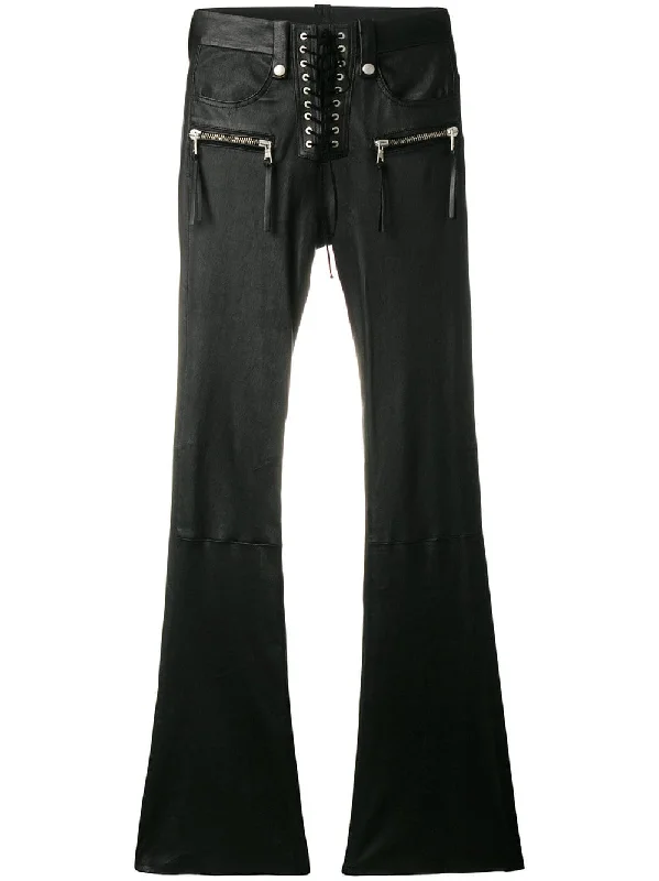 lace-up waist flared trousers Trousers Business Professional