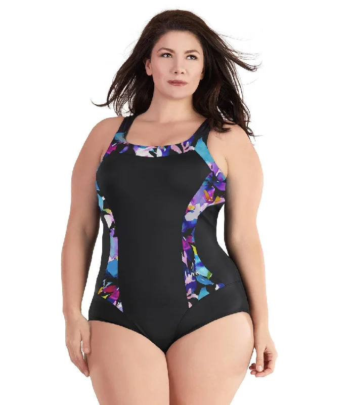 QuikEnergy Color Block Tank Suit South Pacific Black - FINAL SALE black tank top