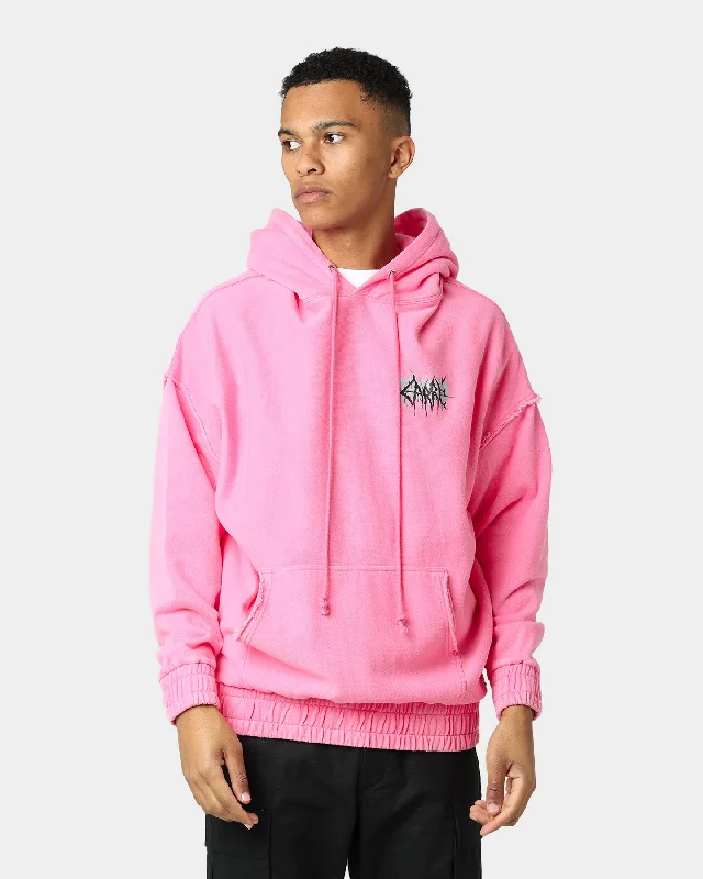 Carre Metalle Distressed Hoodie Washed Pink Hoodie with Monochrome Minimalist Simple