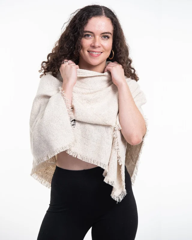 Hand Woven Cotton Shawl Scarf in Natural Trendy Floral Print Shawl
