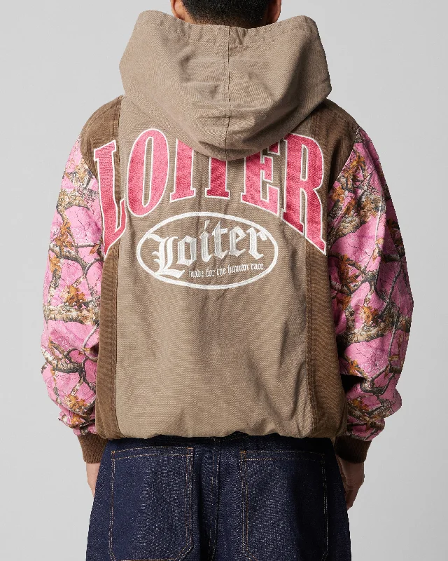 Loiter Splinter Hoodie Pink Camo Hoodie Jacket Zipper Layering