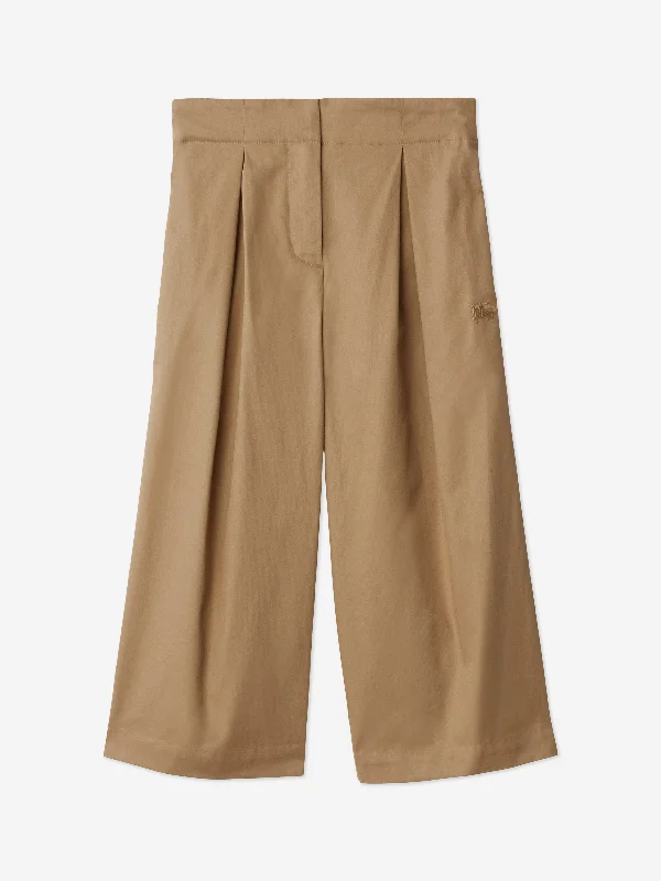 Burberry Girls Hermia Trousers in Beige Cropped Trousers Casual Linen