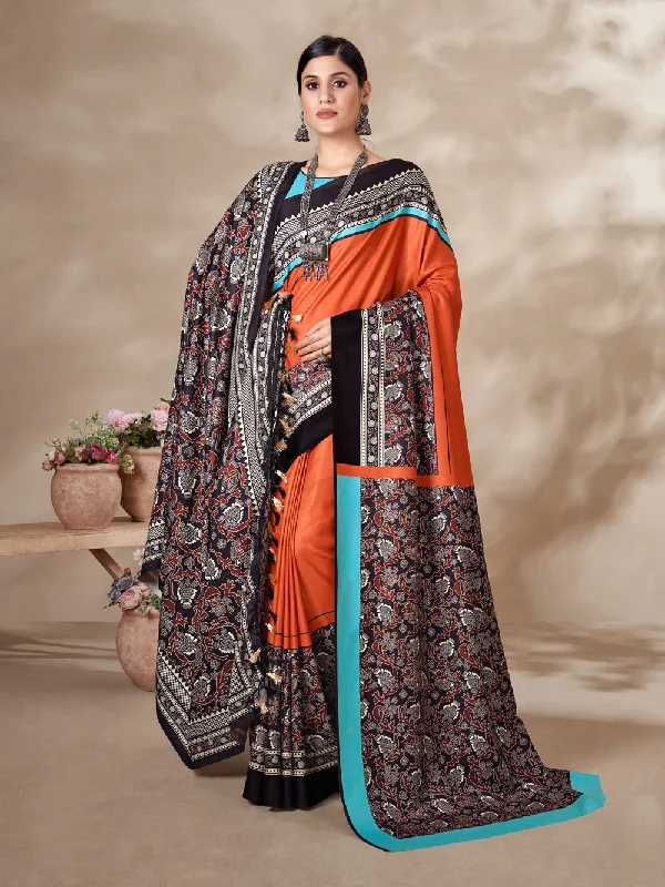Women's Multicolor Digital Printed Pasmina Saree With Shawl - Jyoti Fashion Classic Plain Shawl Wrap