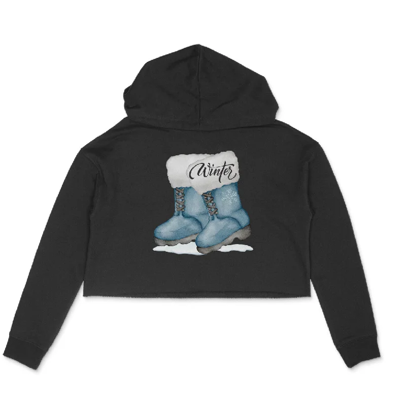 Snowboots - Female Crop Hoodies Hoodie with Side Slits Relaxed Casual