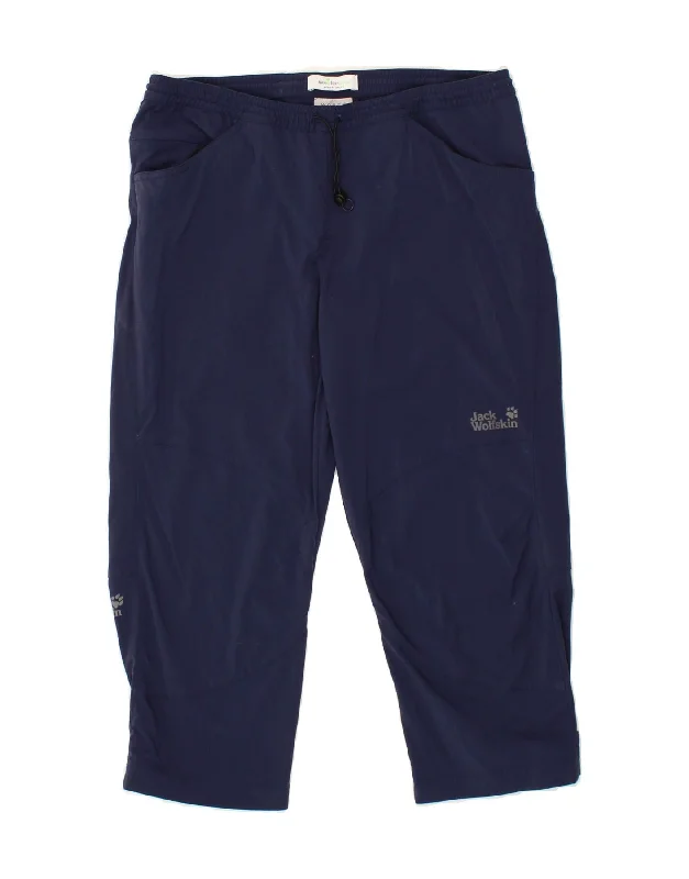 JACK WOLFSKIN Womens Graphic Capri Trousers UK 10 -12 Medium  Navy Blue Trousers luxurious high-end