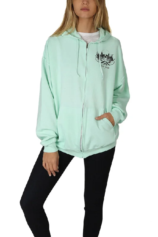 Skull Hoodie Mint Hooded Sweatshirt Casual Wear Street Style