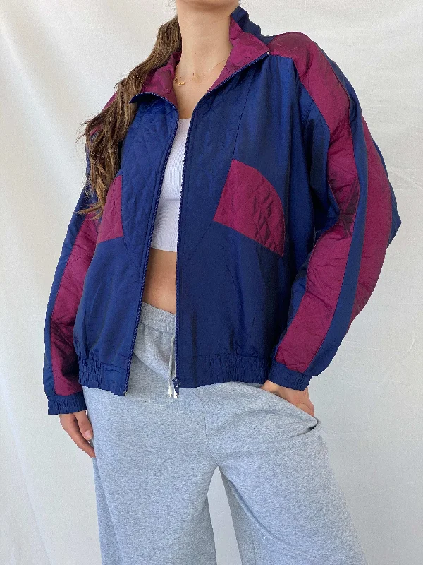 Vintage 80s/90s Sunterra Navy Windbreaker Track Jacket - L Faux Fur Fabric Real Fur Fabric Shearling Fabric Vintage 80s/90s Sunterra Navy Windbreaker Track Jacket - L Faux Fur Fabric Real Fur Fabric Shearling Fabric
