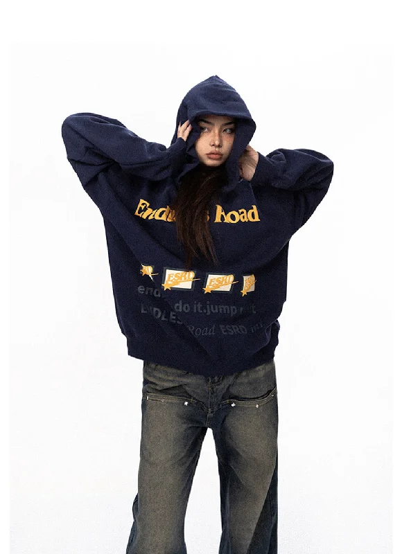 Vintage Vision Hooded Sweatshirt Hoodie with Ribbed Neckline Snug Warm