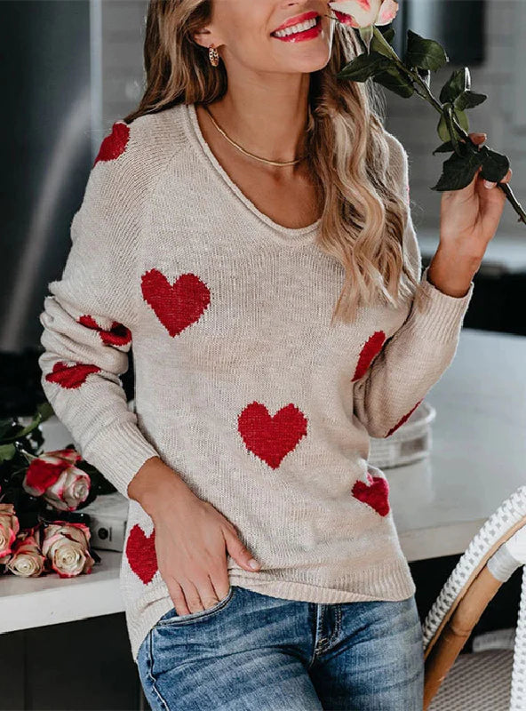 LOOSE LOVE V-NECK PULLOVER LONG SLEEVE SWEATER dolman Sleeve Top