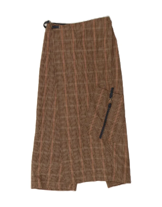 TRUSSARDI Womens Straight Casual Trousers IT 38 XS W26 L24 Brown Check Trousers Spring Floral